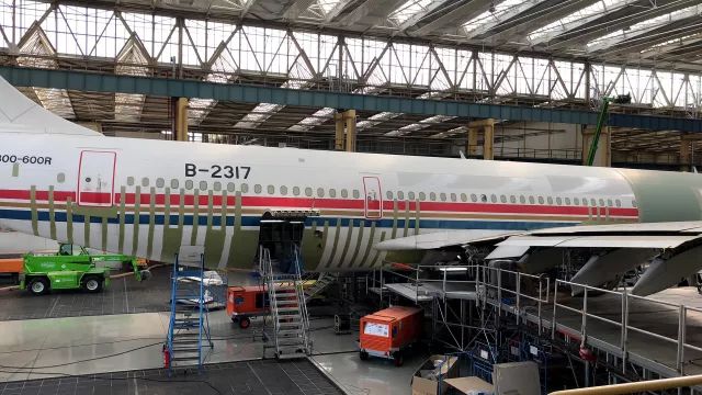 Uni-Top's sixth A300-600 in conversion at EFW's facility in Dresden.