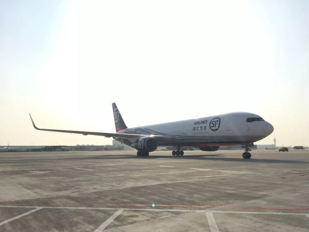 767-300F sits on runway