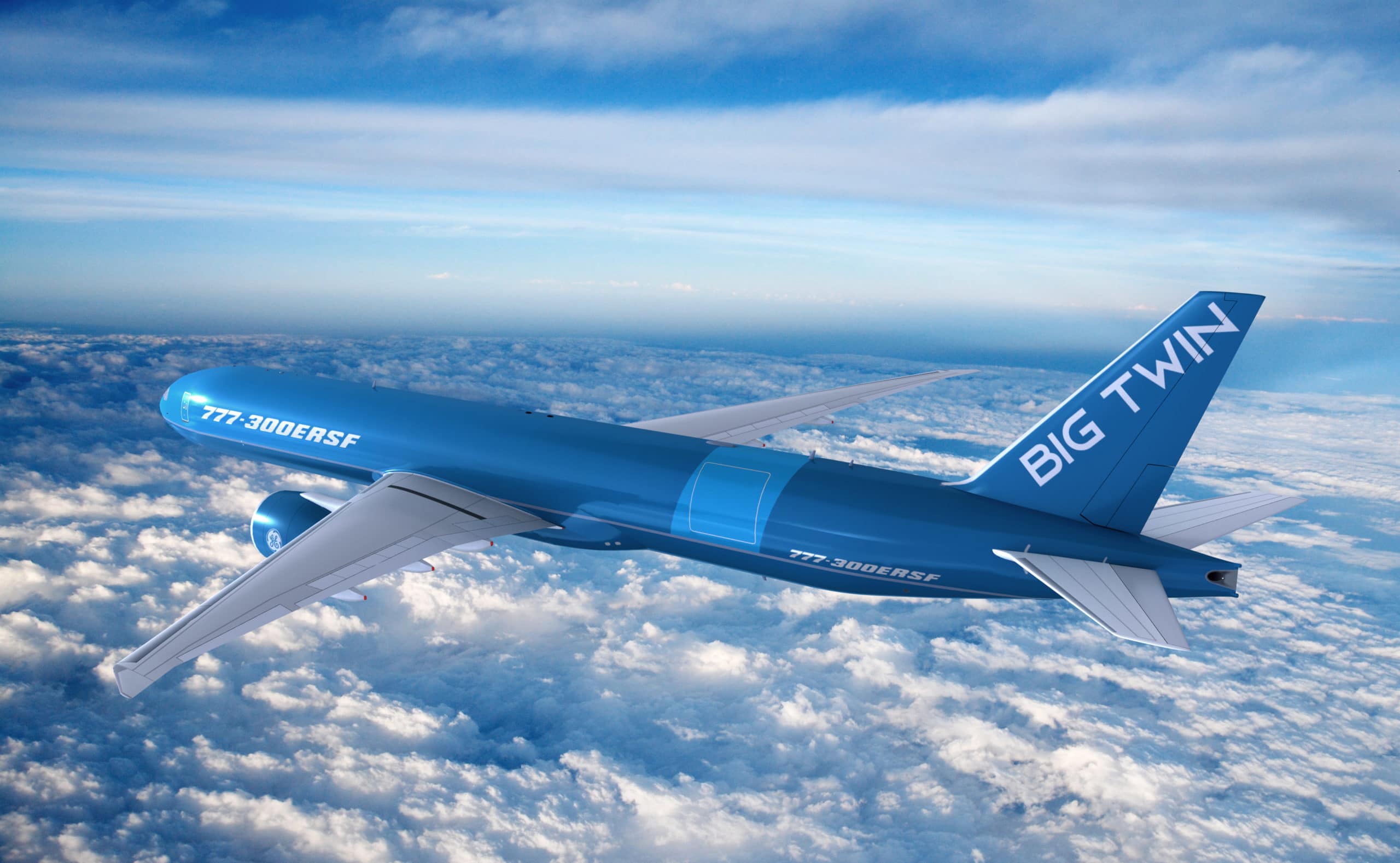 A rendering of a freighter-converted 777-300ERSF in GECAS livery. Photo: GECAS