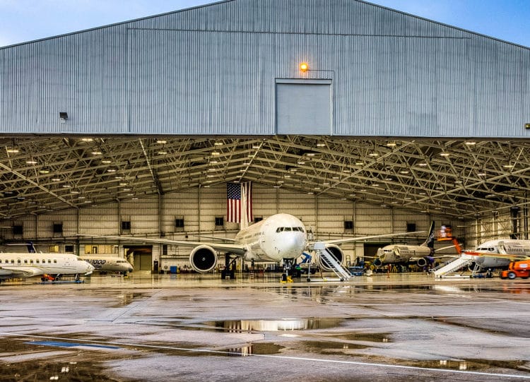 Twin widebody freighters take off