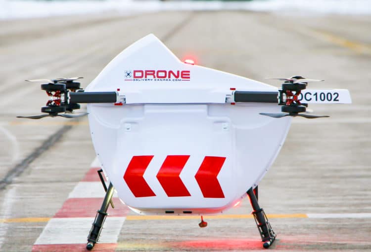 The Sparrow drone has eight electric motors that give it a maximum payload of 4 kg and a maximum speed of 80 kph.(Photo/Drone Delivery Canada)