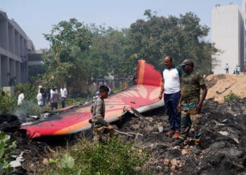 The crash site of Air India Flight 171 on June 12