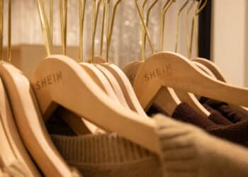 Clothes hangers with the Shein logo