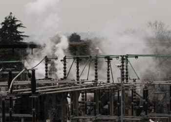 Smoke from a fire at North Hyde Electricity Substation near Heathrow Airport in March