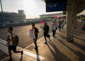 Air Canada flight attendants on the picket line