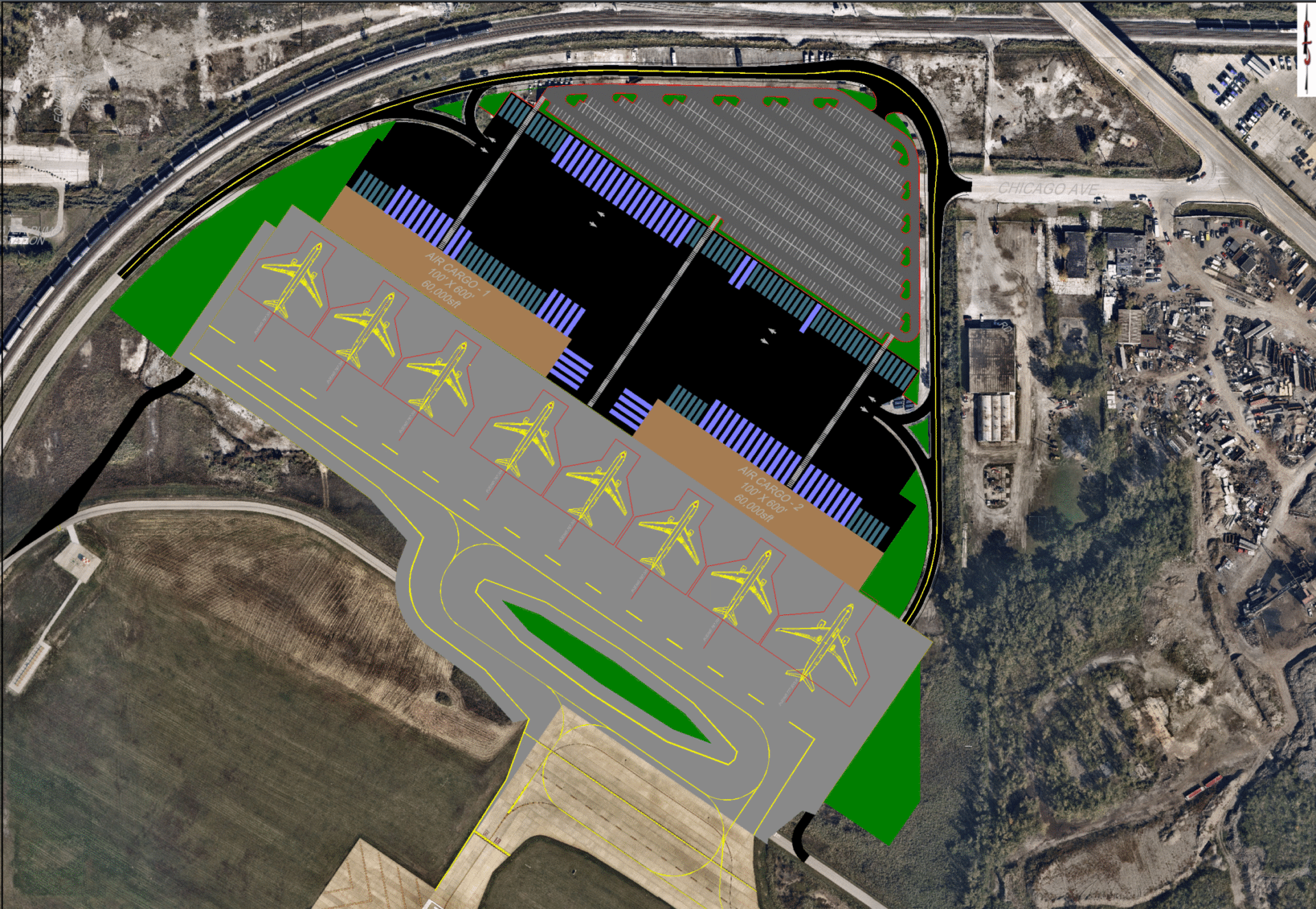 Rendering of Gary/Chicago airport's Phase I plan