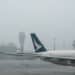 A Cathay Pacific Airways aircraft on the tarmac at Hong Kong International Airport