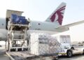 cargo is loaded onto a Qatar Airways Cargo aircraft
