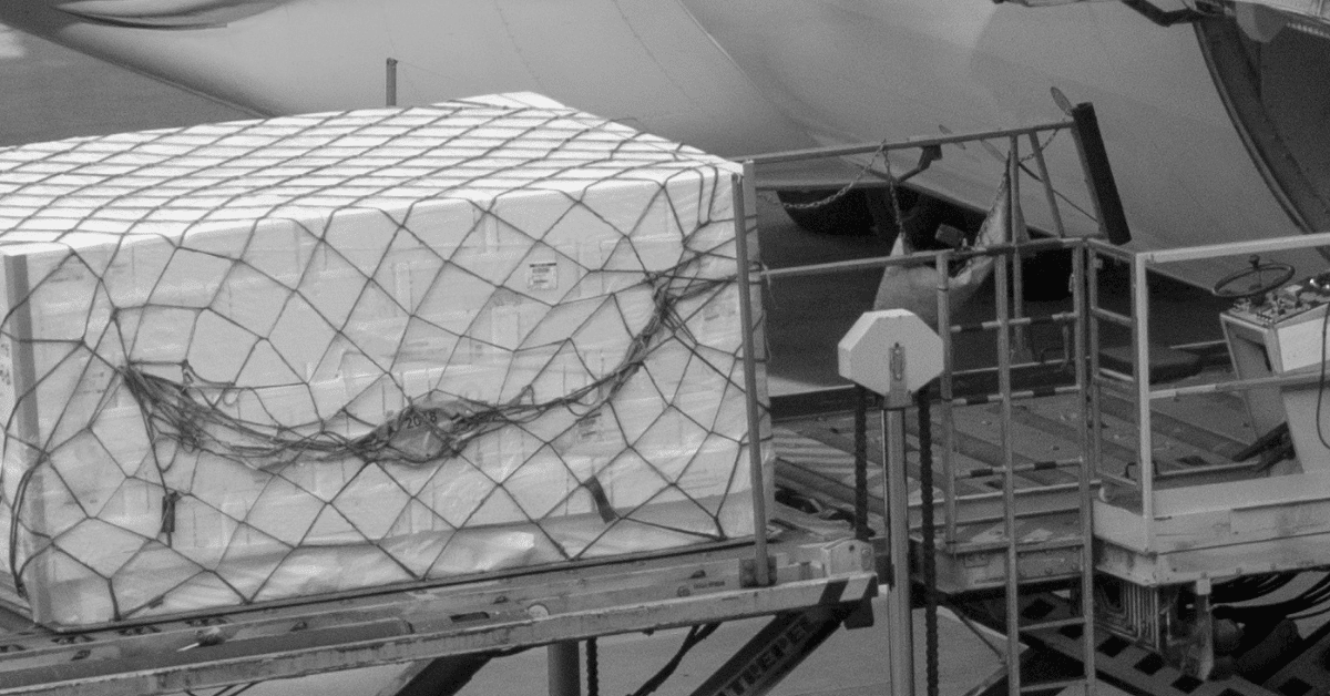 Cargo loaded on a plane.