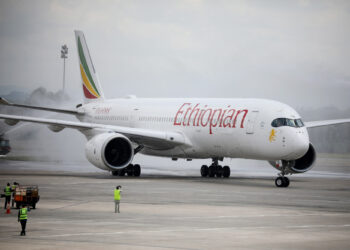 An Ethiopian Airlines passenger jet. Photographer: Kola Suilamon/AFP/Getty Images